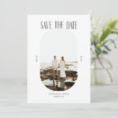 Moderne Minimaal Typography Foto Ovaal Save The Date (Staand voorkant)