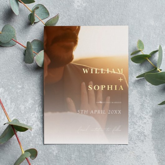 Moderne Minimaal Typography Foto Save the Date Folie Uitnodiging