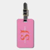 Moderne minimaal vet Initialen roze rood monogram Bagagelabel (Voorkant verticaal)