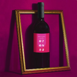 Moderne Minimaal Vet Roze Retro Boog Vet Wijn Etiket