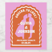 Moderne Minimaal Vette Roze Oranje Retro Golvende  Wijn Etiket (Enkel label)