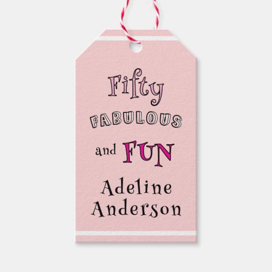 Moderne Minimaal Vijftig Fabulous Roze 50e Verjaar Cadeaulabel (Voorkant)