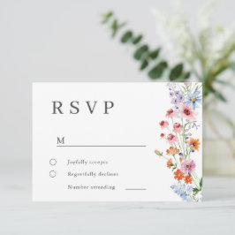 Moderne Minimaal Wilde Bloemen Trouw RSVP Kaart