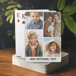 Moderne Minimaal Witte 4 Foto Collage - Dikke Teks Pokerkaarten