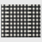 Moderne Minimaal Zwart Wit Gingham Plaid Patroon Cadeaupapier (Vlak)