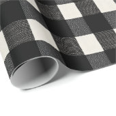 Moderne Minimaal Zwart Wit Gingham Plaid Patroon Cadeaupapier (Rol Hoek)