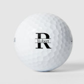 Moderne Minimaal Zwarte Aangepaste Naam Golfballen (Voorkant)
