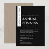 MODERNE MINIMAAL ZWARTE EN WITTE CONFERENTIE GEBEU KAART (Voorkant / Achterkant)