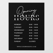 Moderne Minimaal Zwarte Logo Zakelijke Openingsure Raamsticker (Vel)