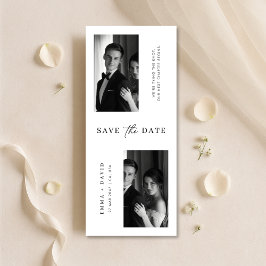 Moderne Minimaaltypografie bladwijzer foto bruilof Save The Date