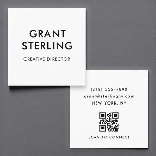 Moderne Minimaaltypografie QR-code Vierkante Visitekaartje