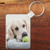 Moderne Minimal 2 foto Witte tekst Overlay Keepsak Sleutelhanger (Achterkant)