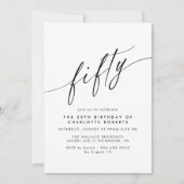 Moderne Minimal Airy Zwart-wit 50ste verjaardag Kaart (Voorkant)