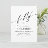 Moderne Minimal Airy Zwart-wit 50ste verjaardag Kaart (Staand voorkant)