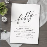 Moderne Minimal Airy Zwart-wit 50ste verjaardag Kaart<br><div class="desc">Formele uitnodigingen voor de 50ste verjaardag met "vijftig" tekst in een kalligrafieschrift. Zwart lettertype op een heldere witte achtergrond.</div>