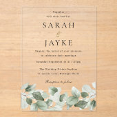 Moderne Minimal All Seasons Greenery Wedding Acryl Uitnodigingen (Voorkant)