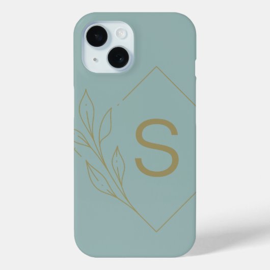 Moderne minimal Aqua Monogram Initiaal Botanisch Case-Mate iPhone Case (Achterkant)