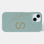 Moderne minimal Aqua Monogram Initiaal Botanisch Case-Mate iPhone Case (Achterkant (horizontaal))