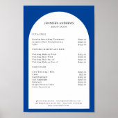 Moderne Minimal Arch Blue Salon prijslijst Poster (Voorkant)