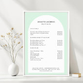 Moderne Minimal Arch Green Salon prijslijst Poster