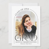 Moderne Minimal Arch Photo Graduation Party Kaart (Voorkant)