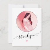Moderne minimal baby shower mama foto dank u bedankkaart (Voorkant)
