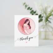 Moderne minimal baby shower mama foto dank u bedankkaart (Staand voorkant)