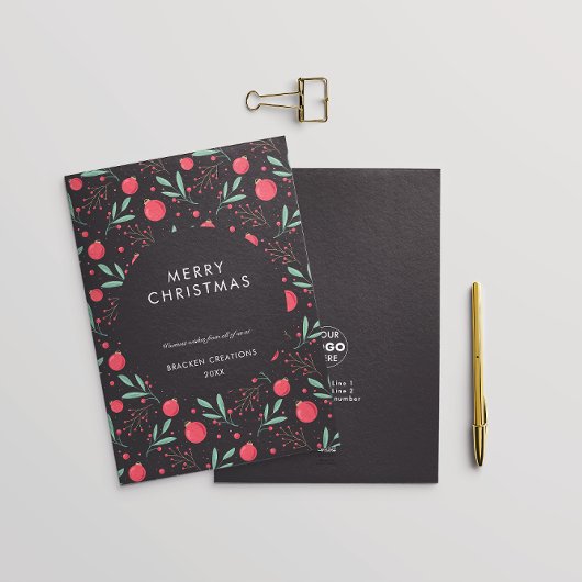 Moderne Minimal Bauble Pattern Corporate Kerstmis Feestdagenkaart