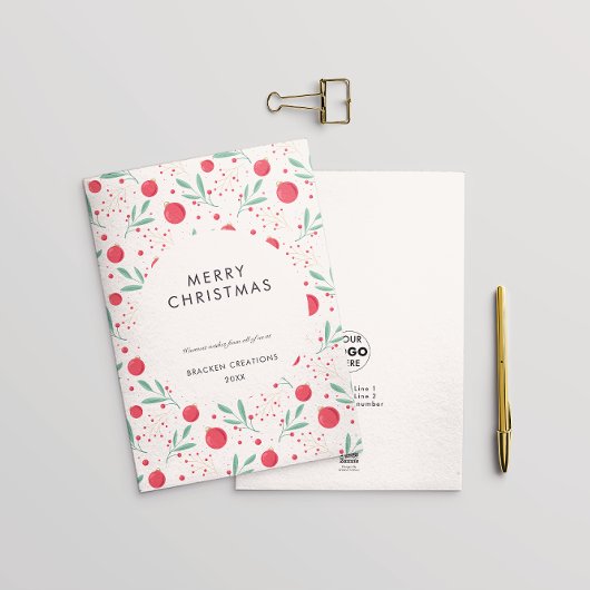 Moderne Minimal Bauble Pattern Corporate Kerstmis Feestdagenkaart