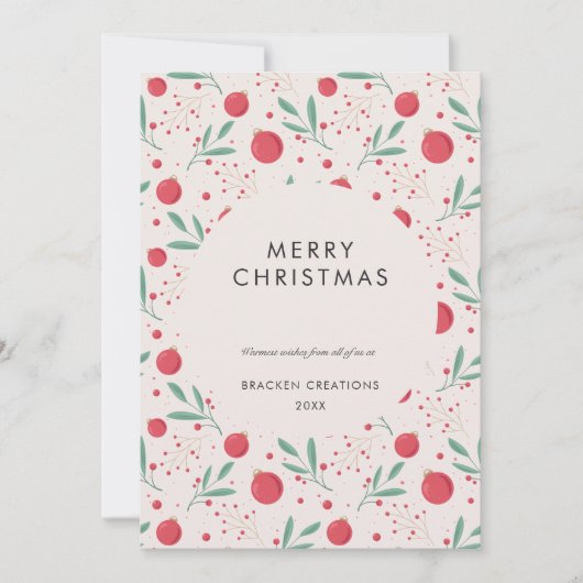 Moderne Minimal Bauble Pattern Corporate Kerstmis Feestdagenkaart (Voorkant)