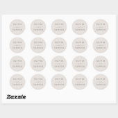 Moderne Minimal Beige bruid en bruidegom namen Ronde Sticker (Vel)