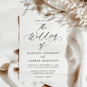 Moderne Minimal Black Calligraphy Wedding Kaart