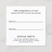 Moderne Minimal Black Eenvoudige Klant Aanbevelingskaartje (Achterkant)