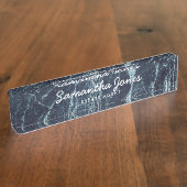 Moderne Minimal Black Marble Classic gepersonalise Naambordje (Zijkant)