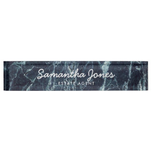Moderne Minimal Black Marble Classic gepersonalise Naambordje