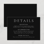 Moderne Minimal Black Wedding Details Informatiekaartje (Voorkant / Achterkant)