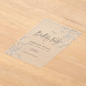 Moderne Minimal Black White Glam Diamonds Verjaard Acryl Uitnodigingen (Laagn)