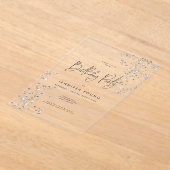 Moderne Minimal Black White Glam Diamonds Verjaard Acryl Uitnodigingen (Laagn)