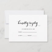 Moderne Minimal Black White Wedding RSVP Kaart (Voorkant)