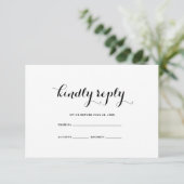 Moderne Minimal Black White Wedding RSVP Kaart (Staand voorkant)
