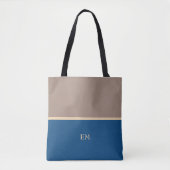 Moderne minimal blue monogram Initialen Tote Bag (Voorkant)