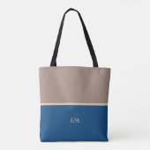 Moderne minimal blue monogram Initialen Tote Bag (Achterkant)