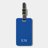 Moderne minimal blue monogrammed Initialen Bagagelabel (Voorkant verticaal)