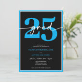 Moderne Minimal Blue Script Graduation Party Kaart (Staand voorkant)