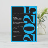 Moderne Minimal Blue Typography Graduation Party Kaart (Staand voorkant)