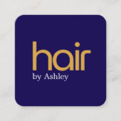 Moderne Minimal Blue Yellow Bold Hair Salon Vierkante Visitekaartje (Voorkant)