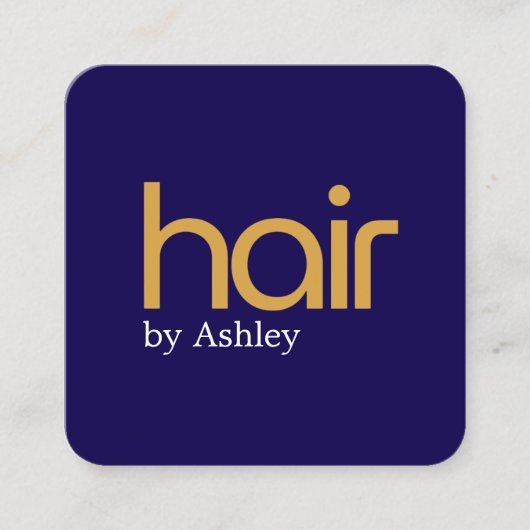 Moderne Minimal Blue Yellow Bold Hair Salon Vierkante Visitekaartje (Voorkant)