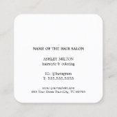 Moderne Minimal Blue Yellow Bold Hair Salon Vierkante Visitekaartje (Achterkant)