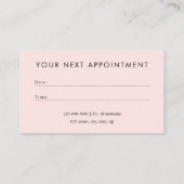 Moderne Minimal Blush Pink Hair stylist Afsprakenkaartje (Achterkant)