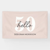 Moderne Minimal Blush Pink Typografie 50ste verjaa Spandoek (Horizontaal)